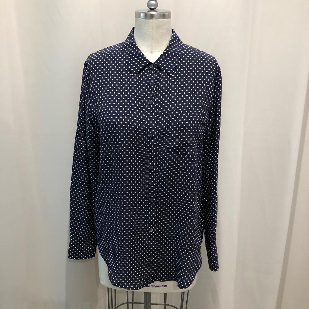 Madewell navy polka-dot button front